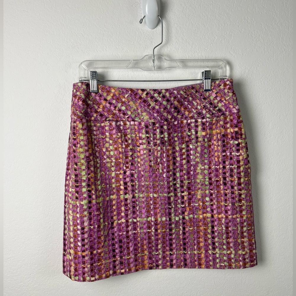 Etcetera Corduroy Purple Green Pencil Skirt Fall Winter Office